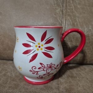 Temptations By Tara Red Old World Floral Belly Mug/Cup